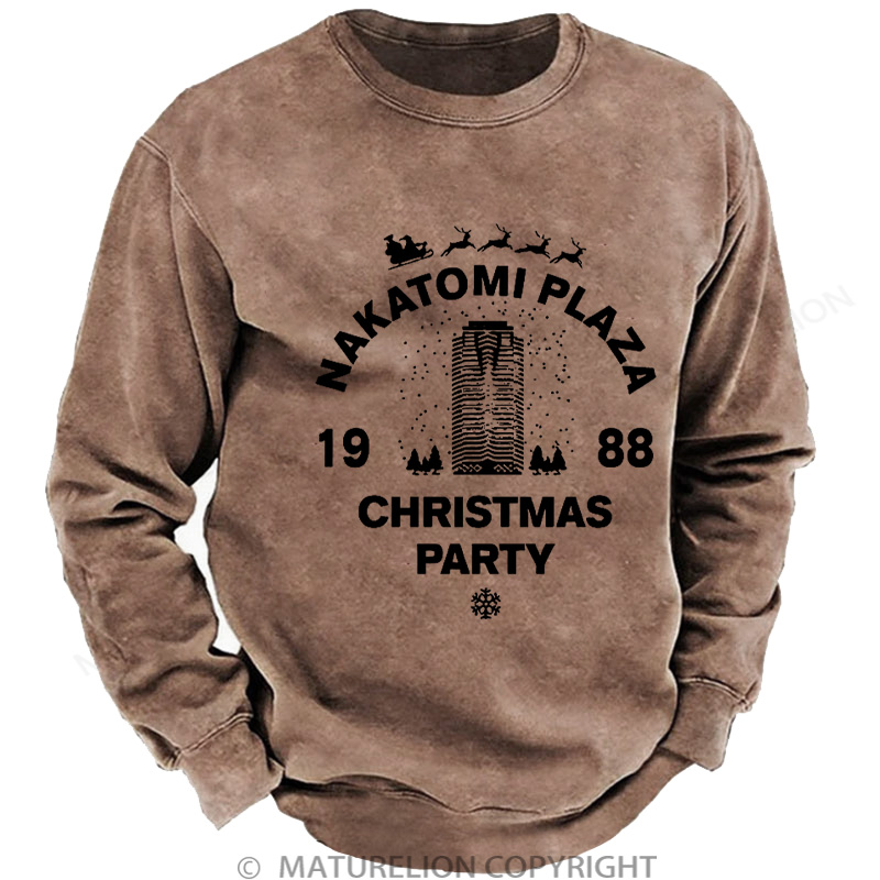 Maturelion Christmas Sweatshirt Nakatomi Plaza Christmas Party 1988 DTG Washed Sweatshirt