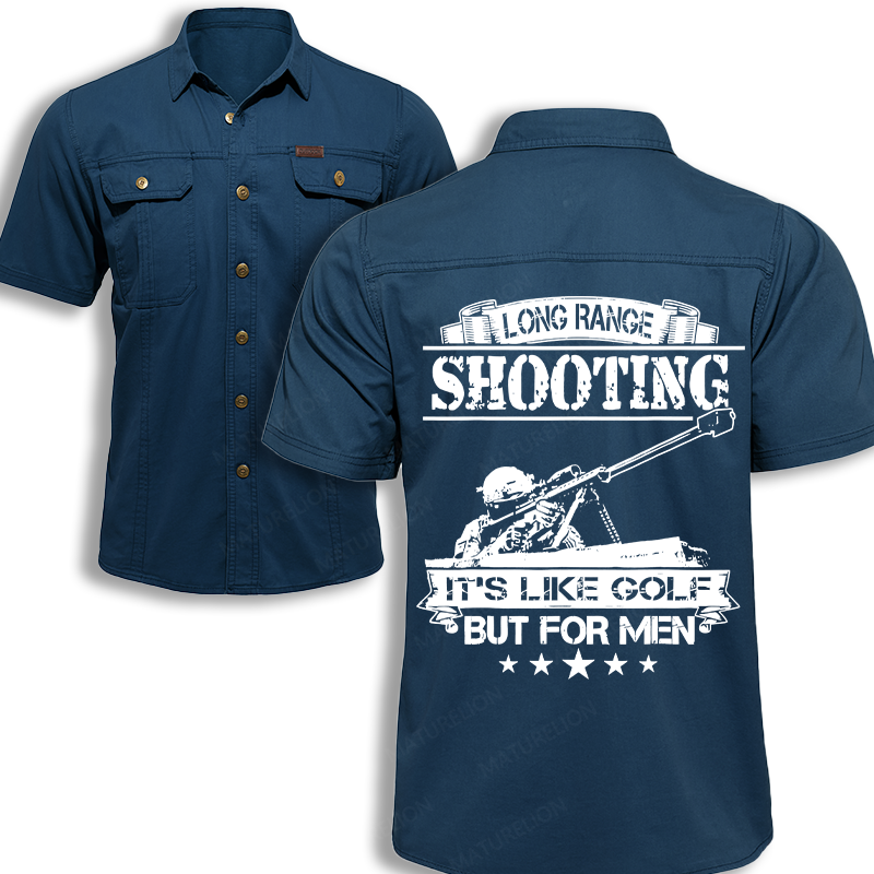 Maturelion Men's Work Shirt Long Range Shooting It's Like Golf But For Men Work Shirt