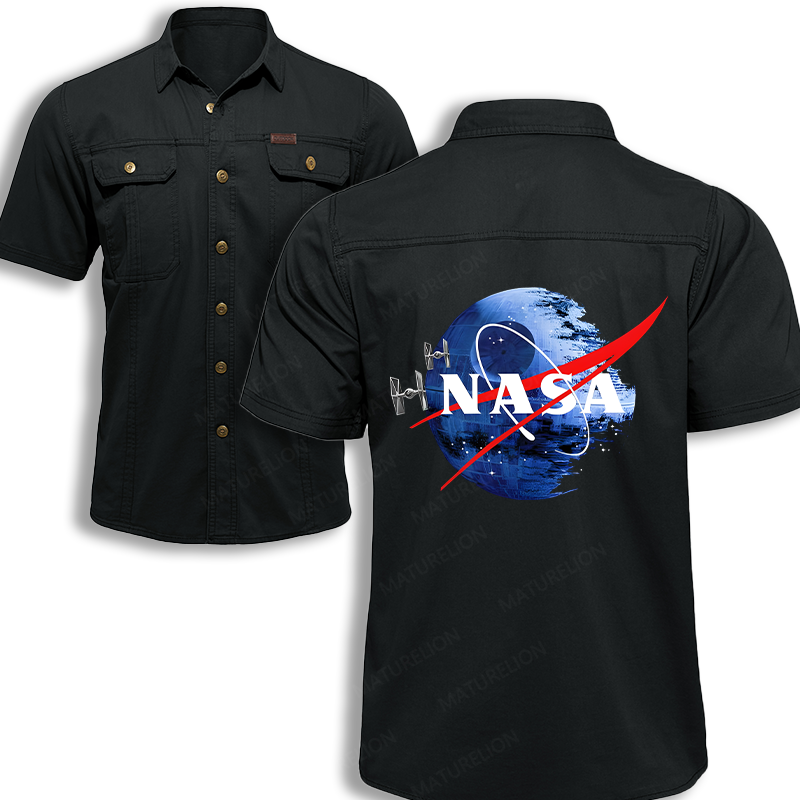 Maturelion Men's Work Shirt NASA Work Shirt
