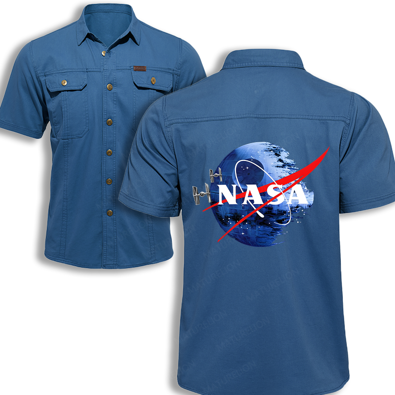 Maturelion Men's Work Shirt NASA Work Shirt