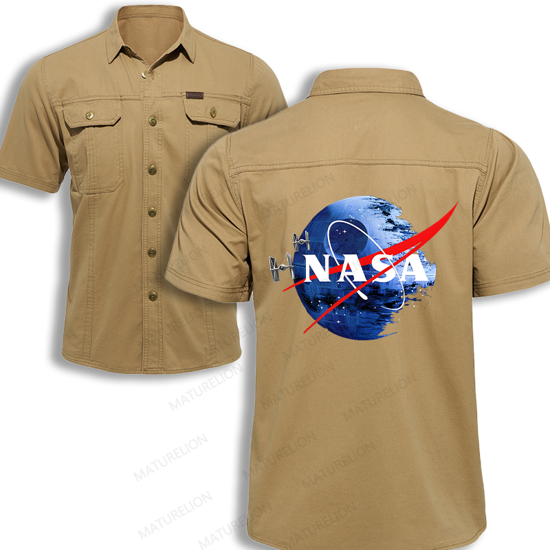 Maturelion Men's Work Shirt NASA Work Shirt