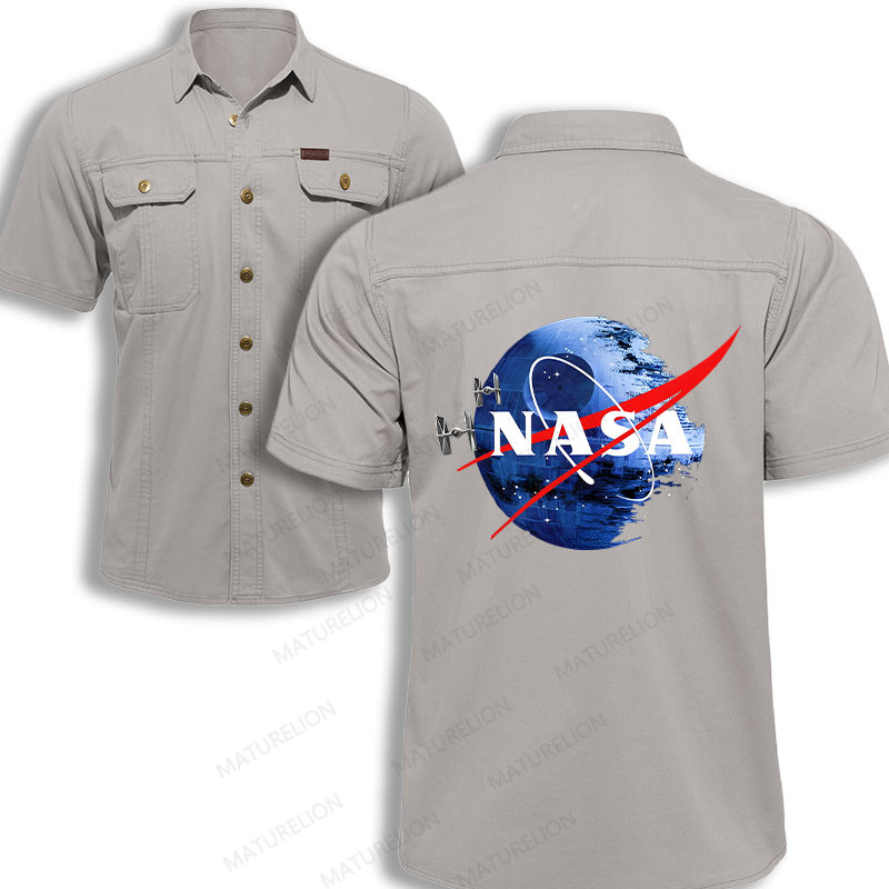 Maturelion Men's Work Shirt NASA Work Shirt