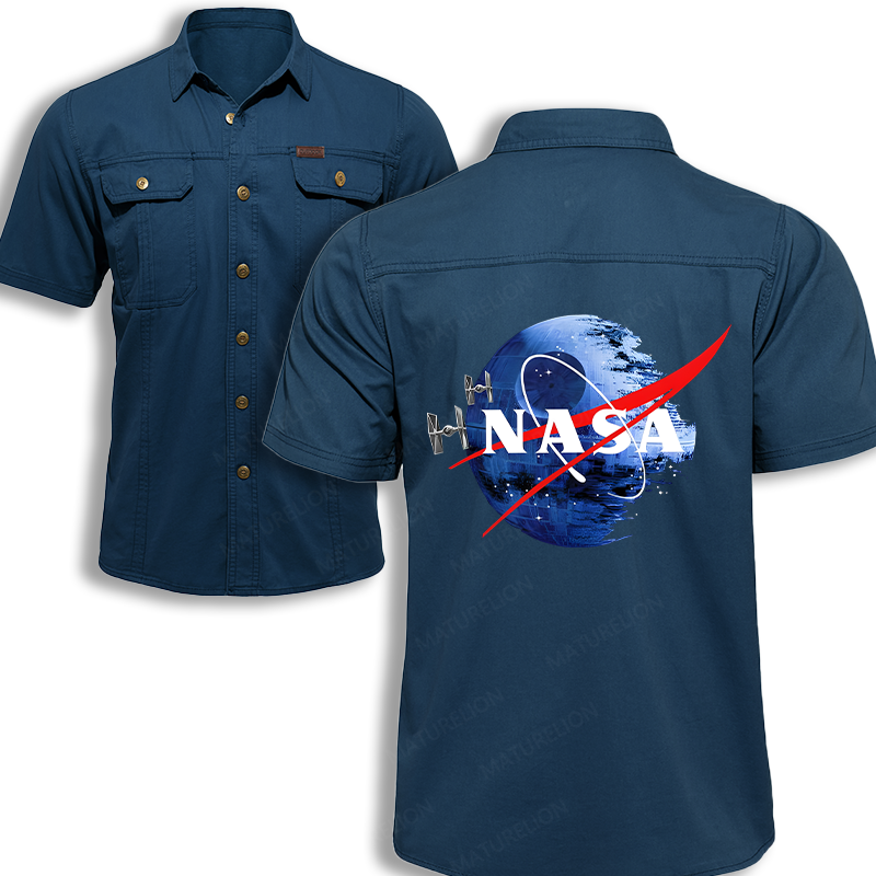 Maturelion Men's Work Shirt NASA Work Shirt