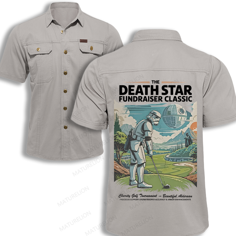 Maturelion Men's Work Shirt The Death Star Fundraiser Classic Charity Golf Tournament Work Shirt