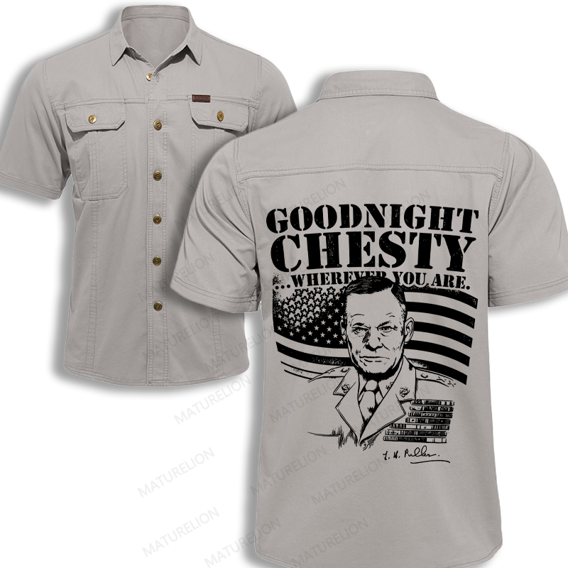 Maturelion Men's Work Shirt Goodnight Chesty Work Shirt
