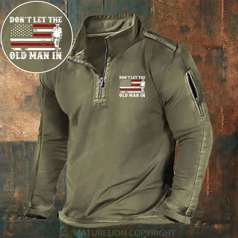 Maturelion Men's Henley Shirt Don't Let The Old Man In Henley Shirt