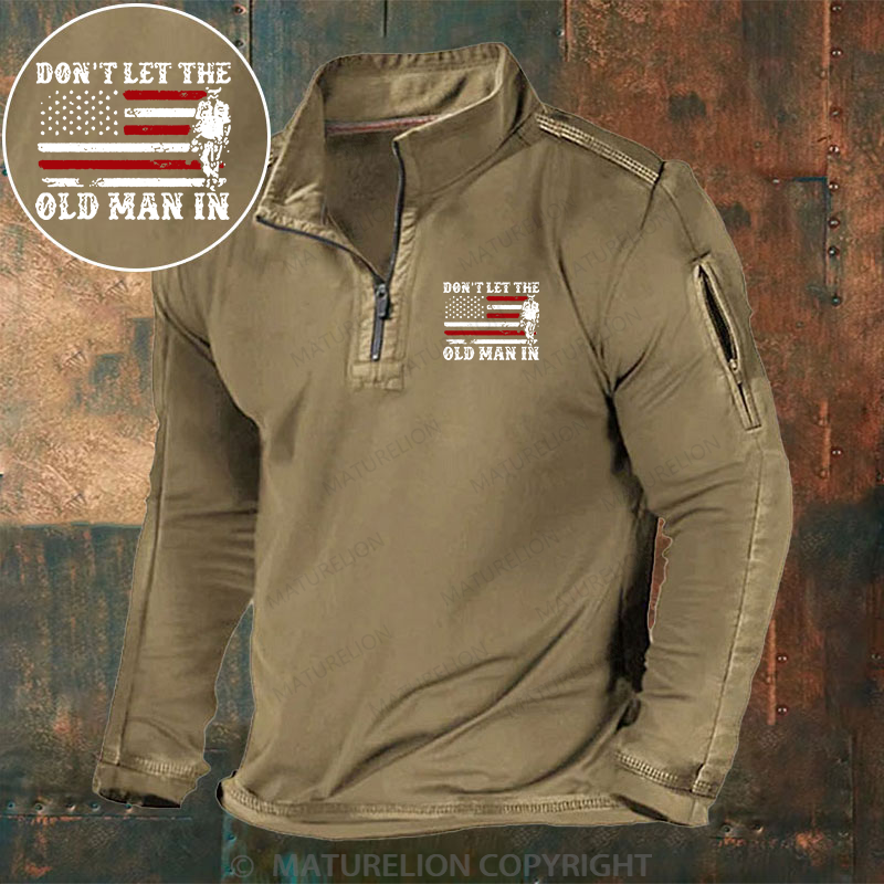 Maturelion Men's Henley Shirt Don't Let The Old Man In Henley Shirt