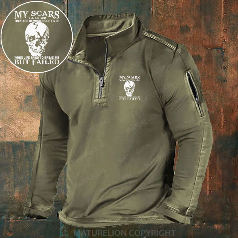 Maturelion Men's Henley Shirt My Scars Tell A Story They Are Reminders Of Times When Life Tried To Break Me But Failed Henley Shirt