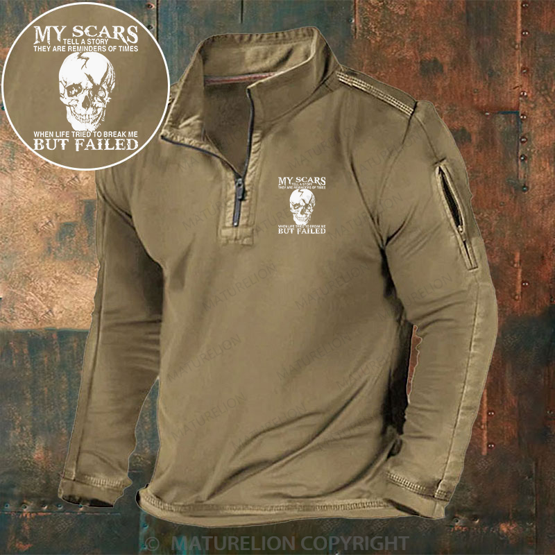 Maturelion Men's Henley Shirt My Scars Tell A Story They Are Reminders Of Times When Life Tried To Break Me But Failed Henley Shirt