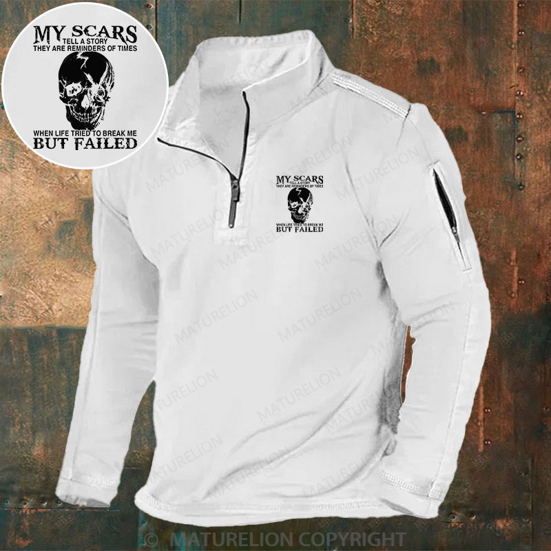 Maturelion Men's Henley Shirt My Scars Tell A Story They Are Reminders Of Times When Life Tried To Break Me But Failed Henley Shirt