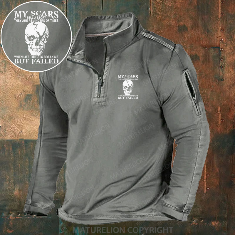 Maturelion Men's Henley Shirt My Scars Tell A Story They Are Reminders Of Times When Life Tried To Break Me But Failed Henley Shirt