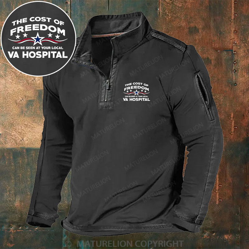 Maturelion Men's Henley Shirt The Cost Of Freedom Can Be Seen At Your Local Va Hospital Henley Shirt