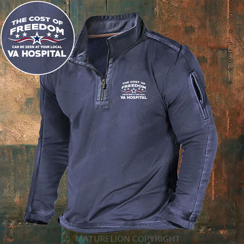 Maturelion Men's Henley Shirt The Cost Of Freedom Can Be Seen At Your Local Va Hospital Henley Shirt