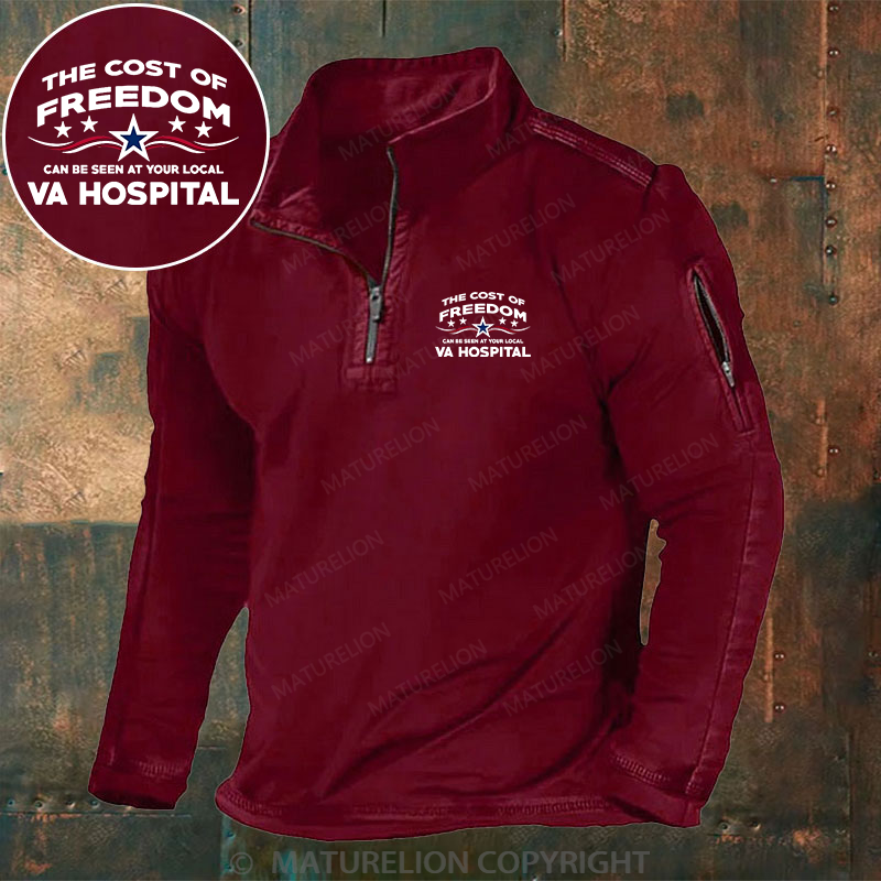 Maturelion Men's Henley Shirt The Cost Of Freedom Can Be Seen At Your Local Va Hospital Henley Shirt