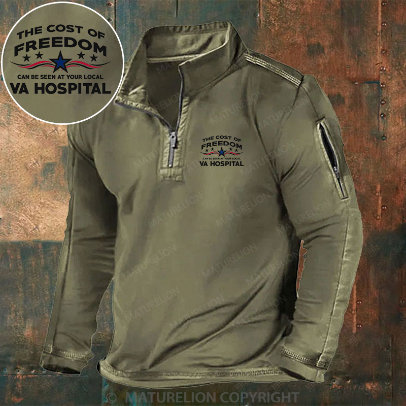 Maturelion Men's Henley Shirt The Cost Of Freedom Can Be Seen At Your Local Va Hospital Henley Shirt