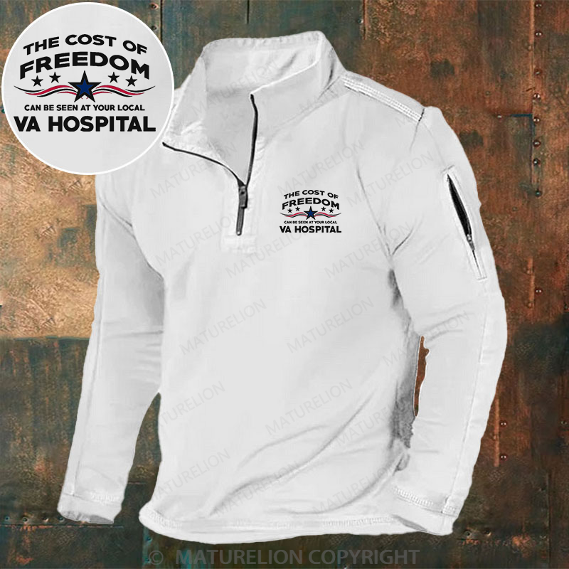 Maturelion Men's Henley Shirt The Cost Of Freedom Can Be Seen At Your Local Va Hospital Henley Shirt