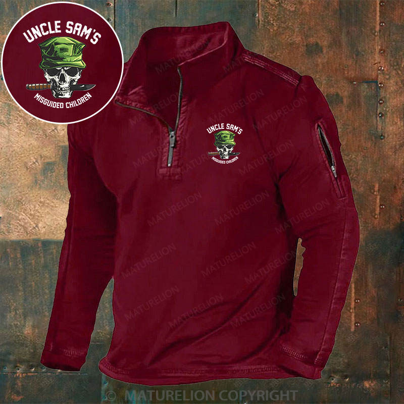 Maturelion Men's Henley Shirt Uncle Sam's Misguided Children Henley Shirt