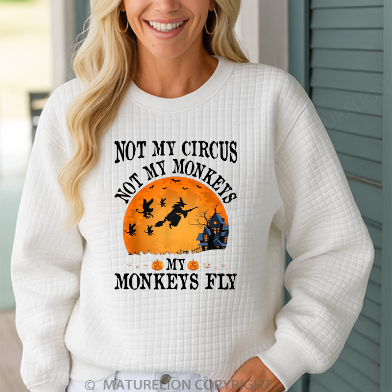 Maturelion Men's Sweatshirt Halloween Not My Circus Not My Monkeys Halloween Party Waffle Knit Sweatshirt