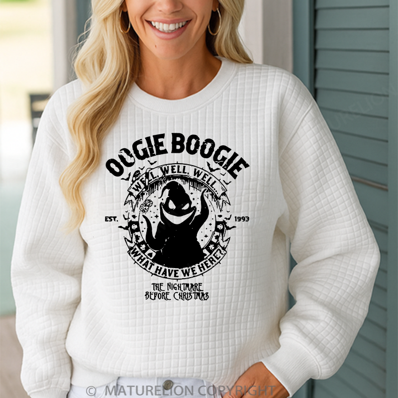 Maturelion Men's Sweatshirt Halloween Oogie Boogie Man Est. 1993 Waffle Knit Sweatshirt