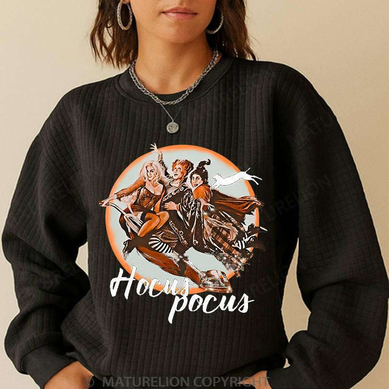 Maturelion Men's Sweatshirt Halloween Magic – Sanderson hallowen Sisters,Hocus Waffle Knit Sweatshirt