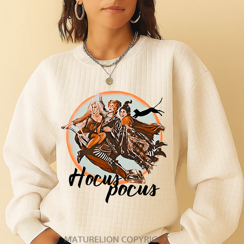 Maturelion Men's Sweatshirt Halloween Magic – Sanderson hallowen Sisters,Hocus Waffle Knit Sweatshirt