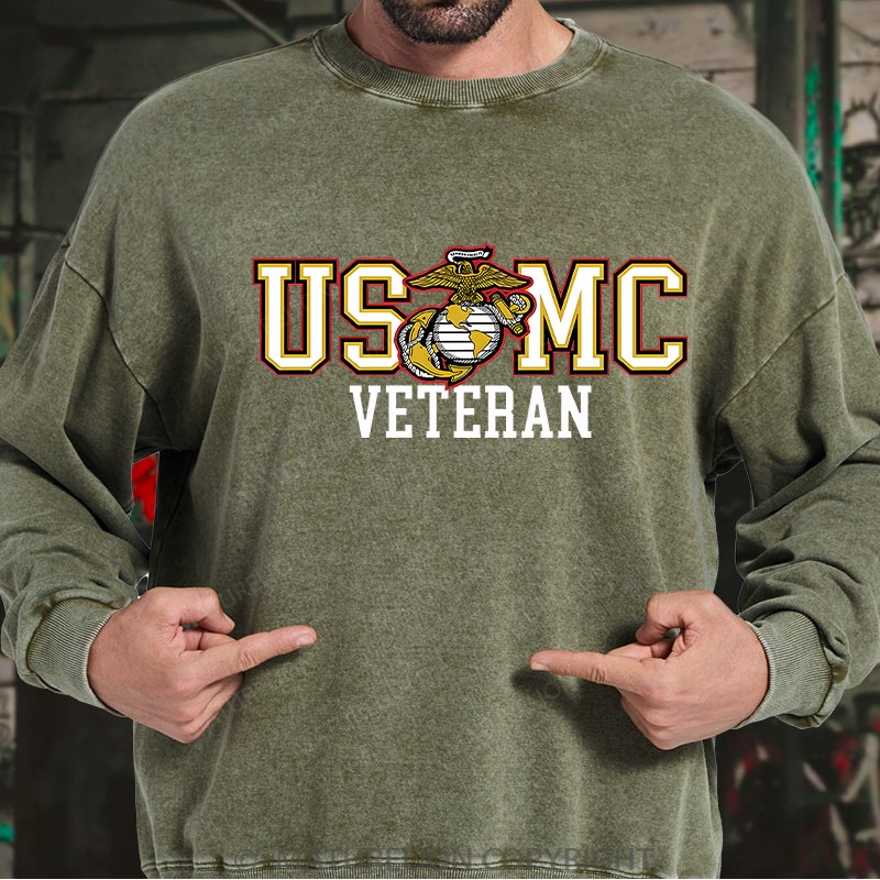 Maturelion Men's Sweatshirt Bold Veteran Washed Sweatshirt