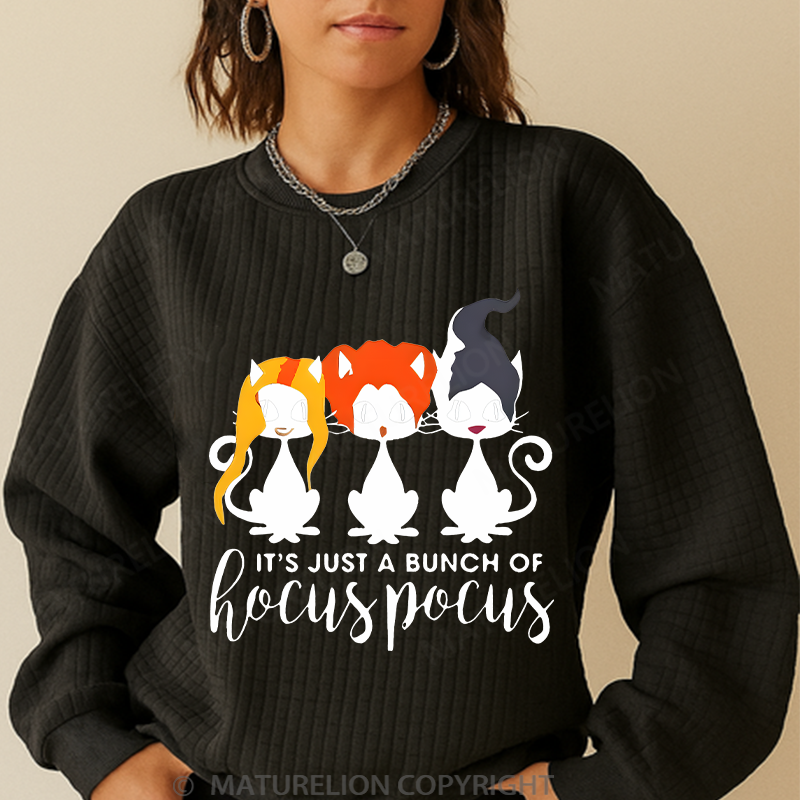 Maturelion Men's Sweatshirt Halloween It's Just A Bunch Of Hocuspocus Waffle Knit Sweatshirt