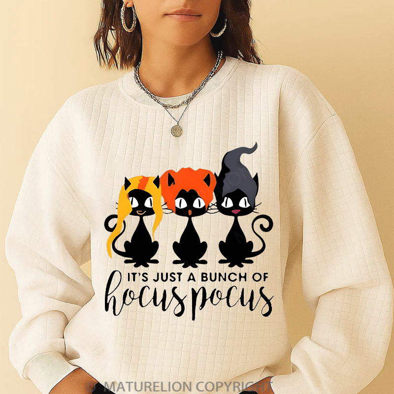 Maturelion Men's Sweatshirt Halloween It's Just A Bunch Of Hocuspocus Waffle Knit Sweatshirt
