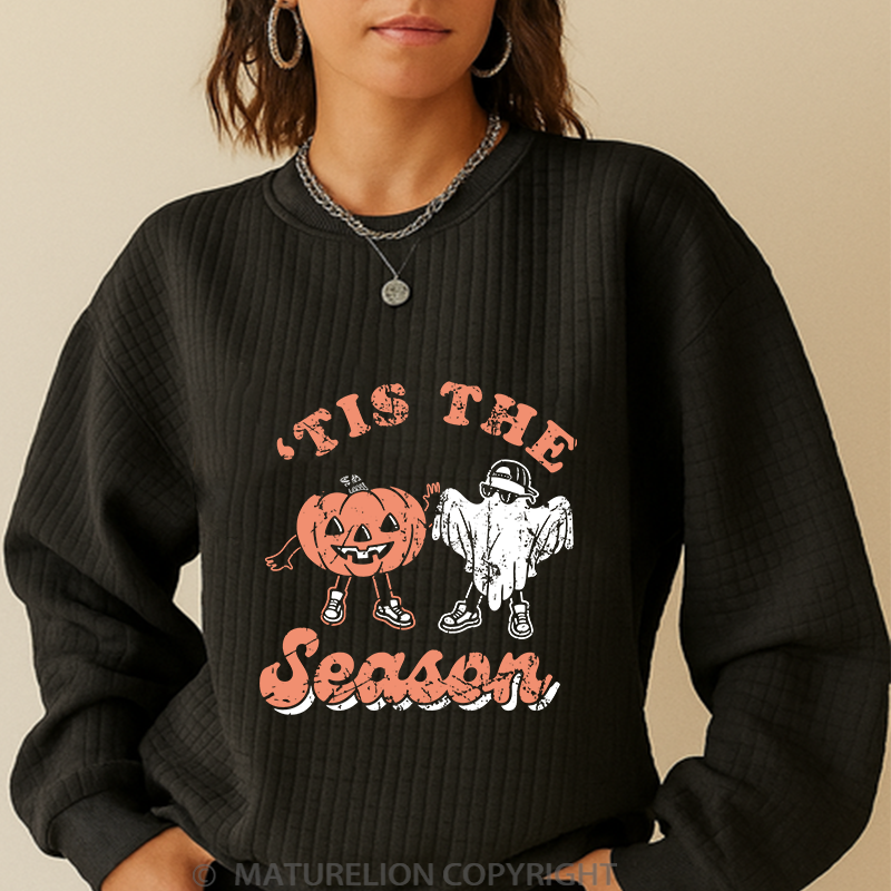 Maturelion Men's Sweatshirt Halloween Is The Season Waffle Knit Sweatshirt
