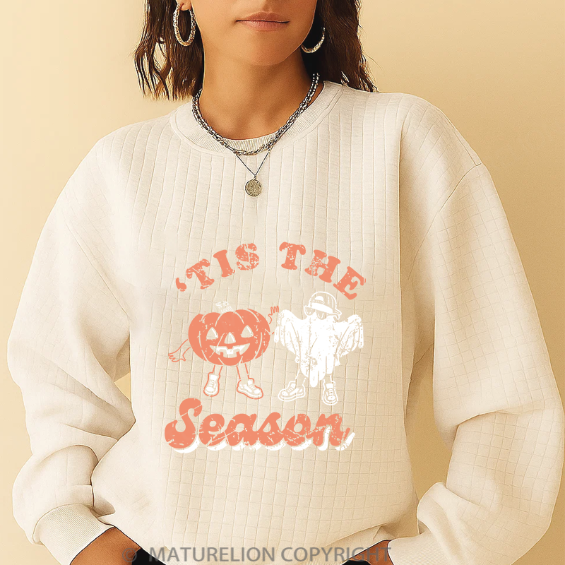 Maturelion Men's Sweatshirt Halloween Is The Season Waffle Knit Sweatshirt