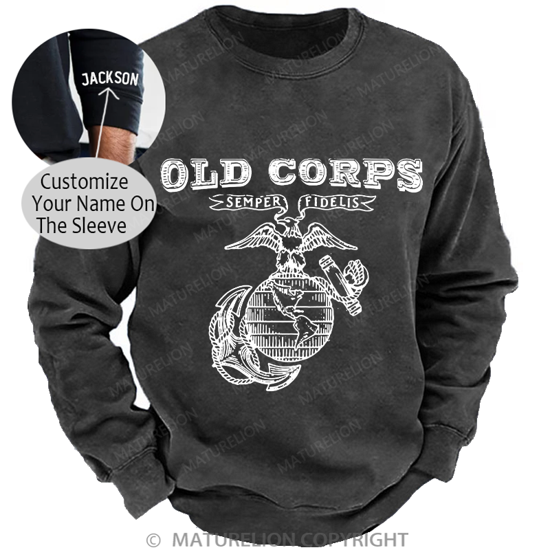 Maturelion Men's Sweatshirt Corps Washed Sweatshirt