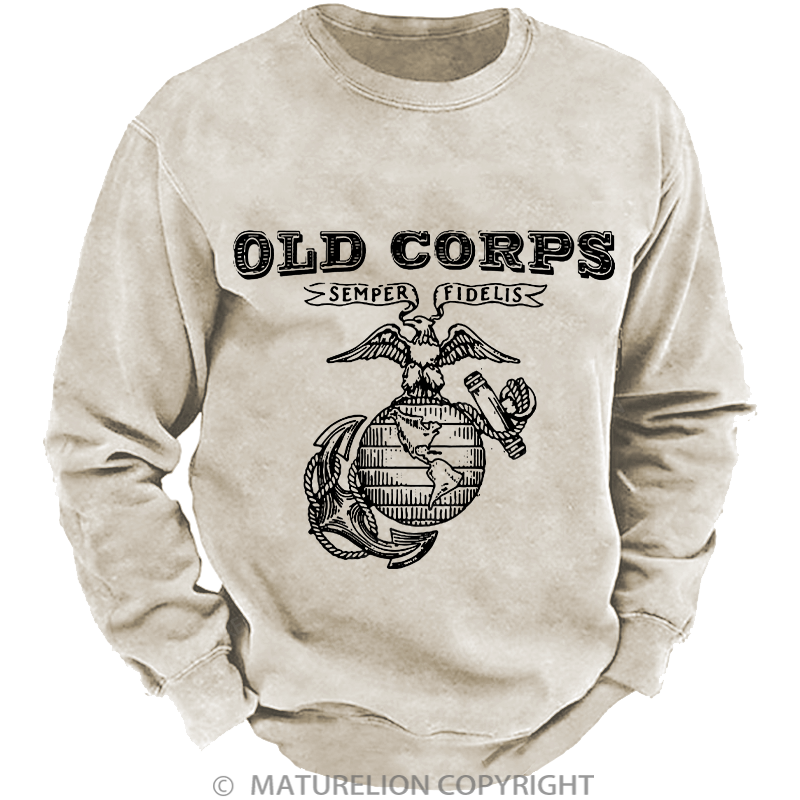 Maturelion Men's Sweatshirt Corps Washed Sweatshirt