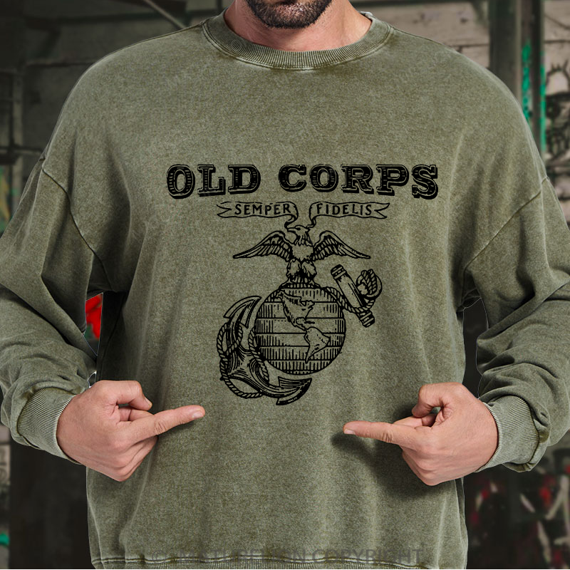 Maturelion Men's Sweatshirt Corps Washed Sweatshirt