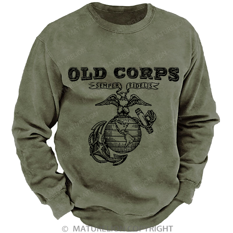 Maturelion Men's Sweatshirt Corps Washed Sweatshirt