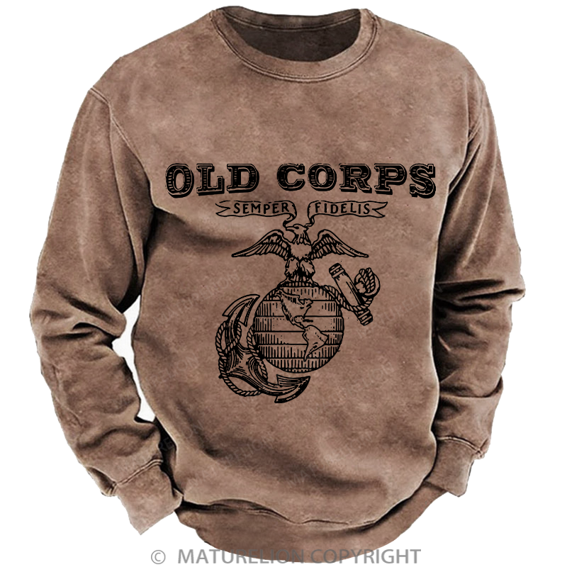 Maturelion Men's Sweatshirt Corps Washed Sweatshirt