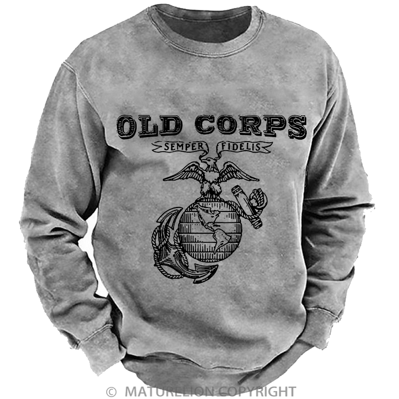 Maturelion Men's Sweatshirt Corps Washed Sweatshirt