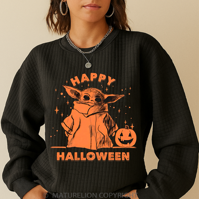 Maturelion Men's Sweatshirt Star Wars The Mandalorian The Child Happy Halloween Waffle Knit Sweatshirt