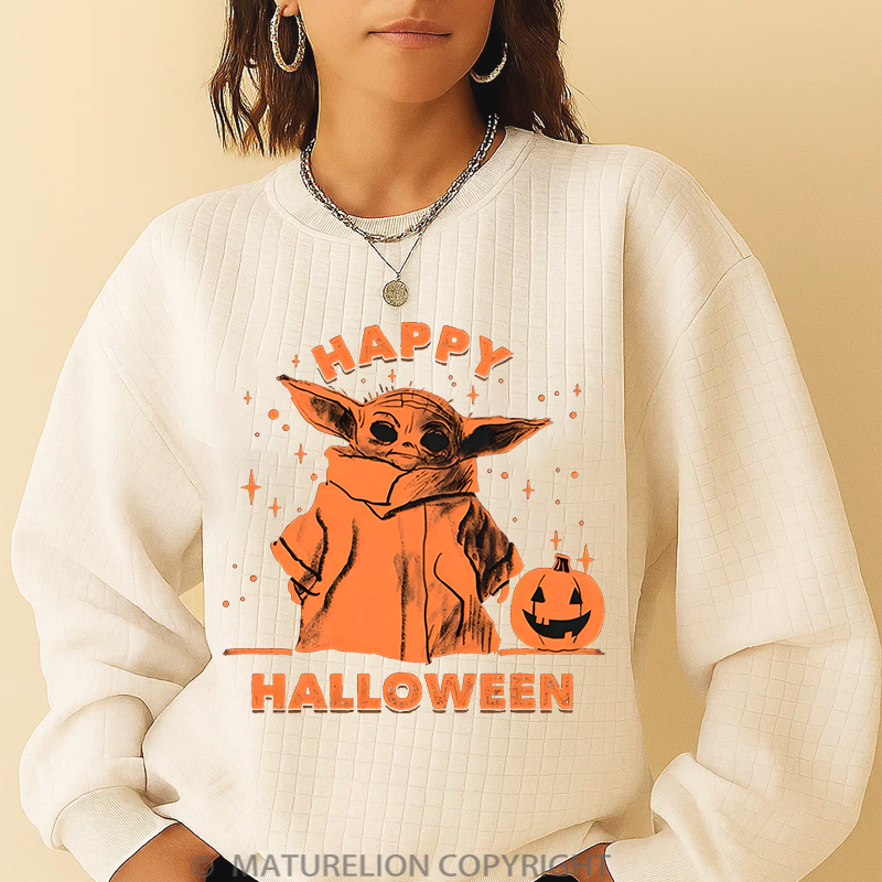 Maturelion Men's Sweatshirt Star Wars The Mandalorian The Child Happy Halloween Waffle Knit Sweatshirt