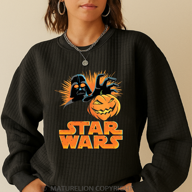 Maturelion Men's Sweatshirt Darth Vader Pumpkin Waffle Knit Sweatshirt