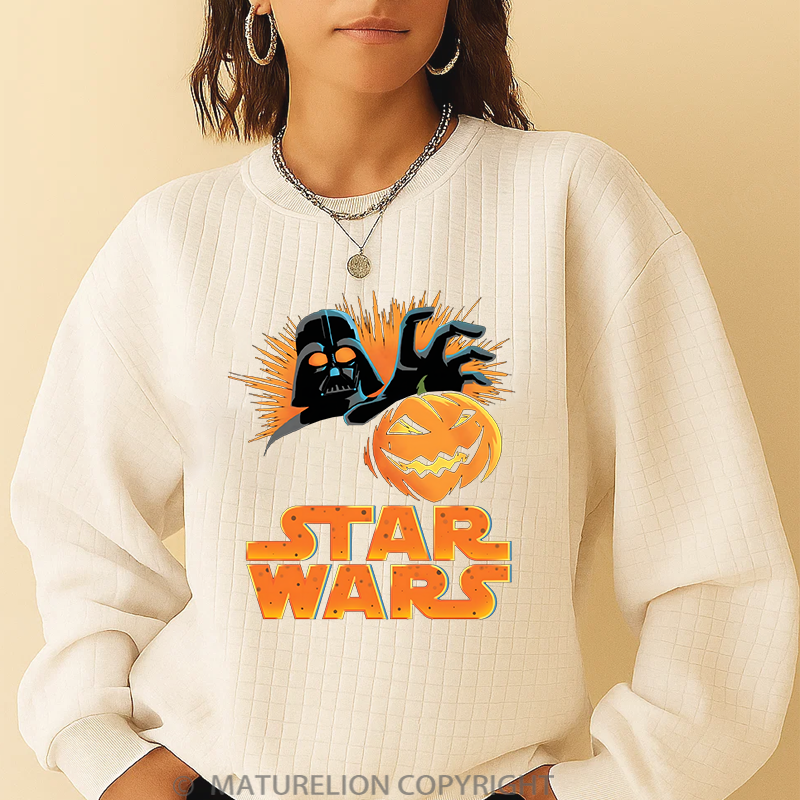 Maturelion Men's Sweatshirt Darth Vader Pumpkin Waffle Knit Sweatshirt