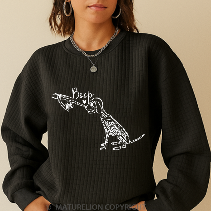 Maturelion Men's Sweatshirt Halloween Fist Dog Boop Waffle Knit Sweatshirt