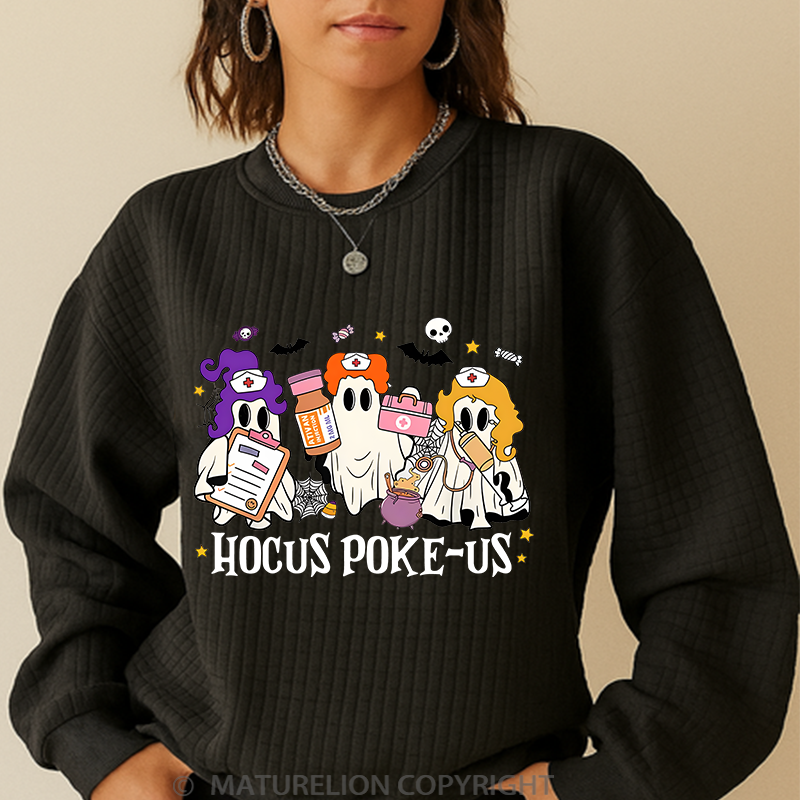 Maturelion Men's Sweatshirt Halloween Hocus Poke-Us Waffle Knit Sweatshirt