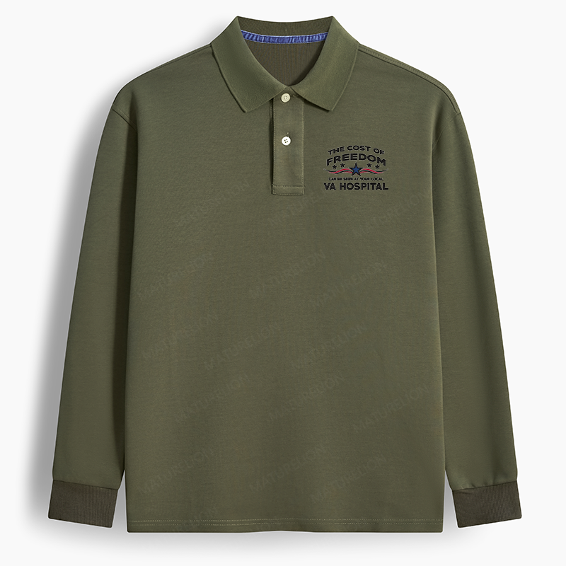 Maturelion Men's Polo The Cost Of Freedom Can Be Seen At Your Local Va Hospital Long-sleeve Polo