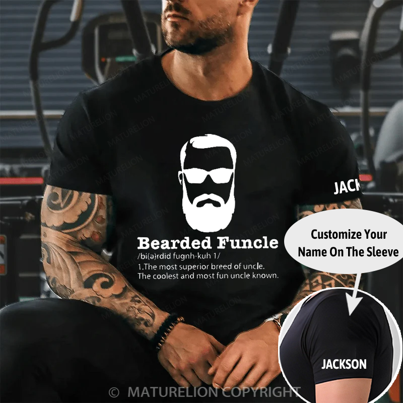 Maturelion Men's T-Shirt Bearded Funcle Cotton T-Shirt