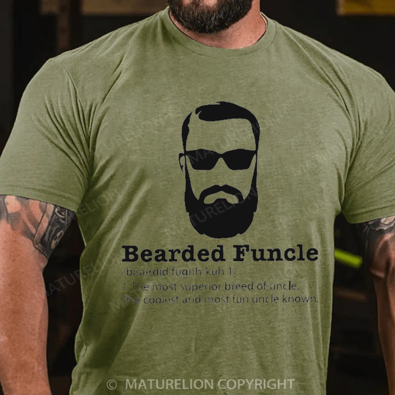 Maturelion Men's T-Shirt Bearded Funcle Cotton T-Shirt