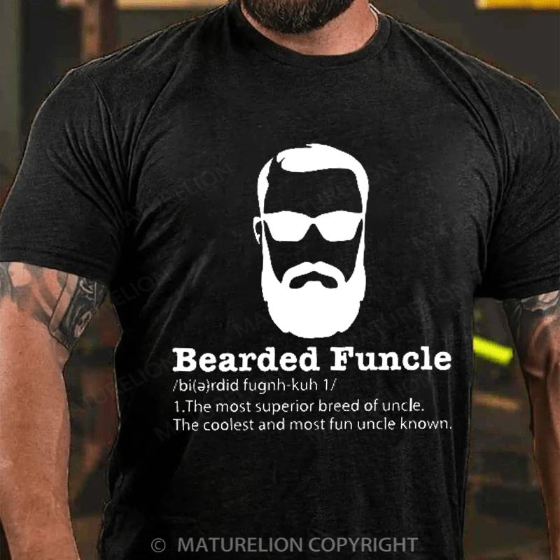 Maturelion Men's T-Shirt Bearded Funcle Cotton T-Shirt