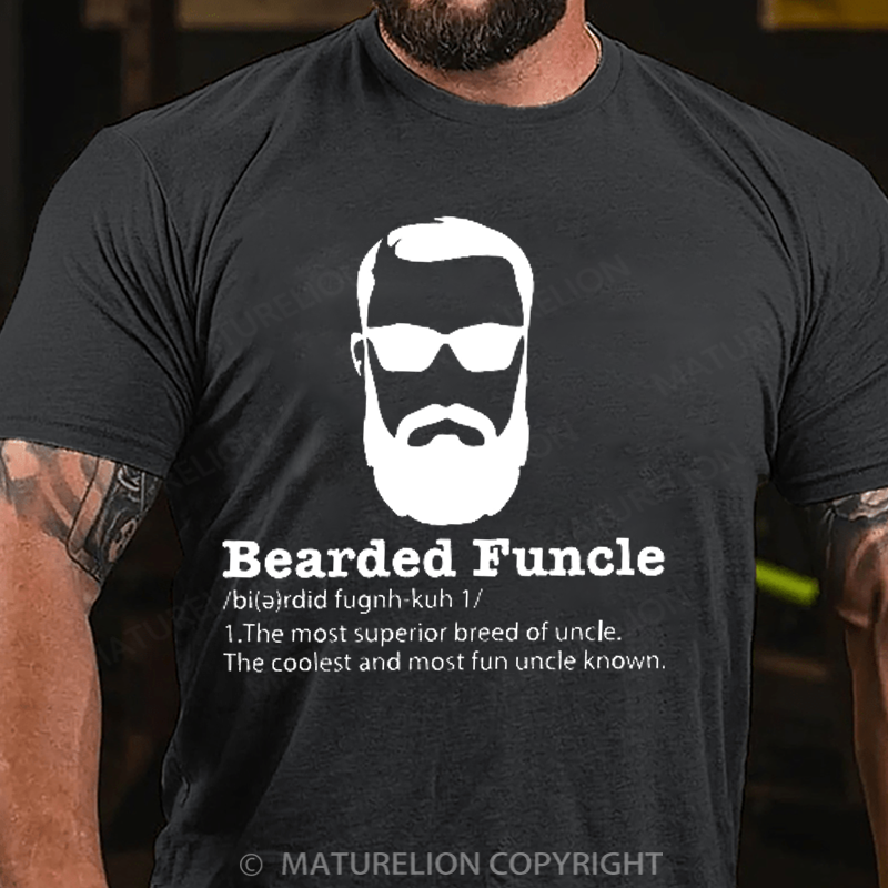Maturelion Men's T-Shirt Bearded Funcle Cotton T-Shirt