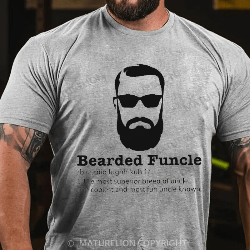 Maturelion Men's T-Shirt Bearded Funcle Cotton T-Shirt