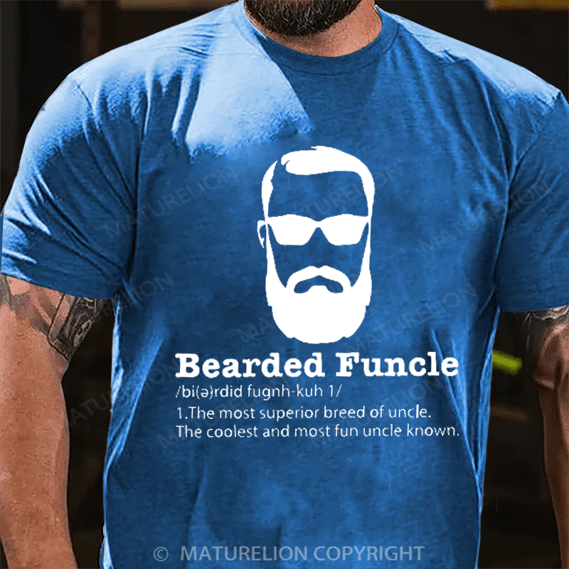 Maturelion Men's T-Shirt Bearded Funcle Cotton T-Shirt