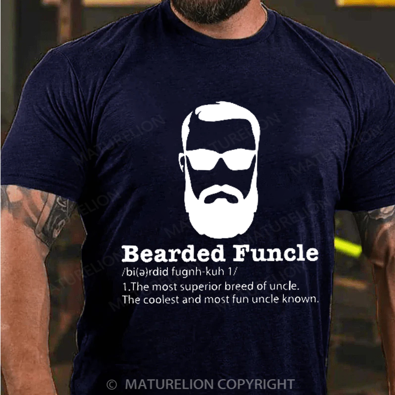 Maturelion Men's T-Shirt Bearded Funcle Cotton T-Shirt